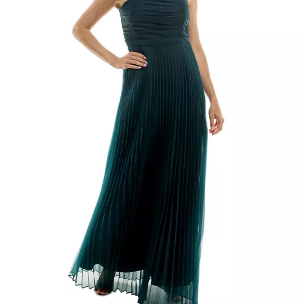 Macy's Dark Teal Pleated Maxi Dress